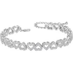 Elegant White Gold Plated Cubic Zirconia Heart Bracelet for Women Bridal Party